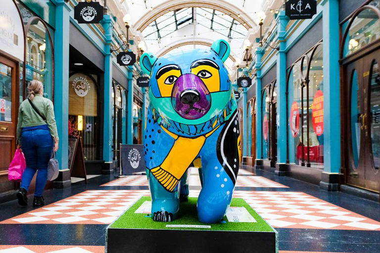Bobby Bear in Great Western Arcade is part of the 'We're Going on a Bear Hunt' trail around Birmingham city centre this summer