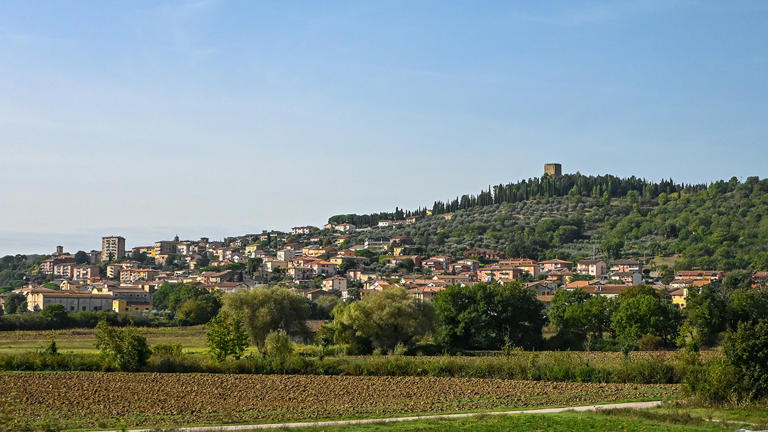 TUSCANY, ITALY - OCTOBER 23: A tuscan village on a hill on Monday October 23, 2023 in Tuscany, Italy (Photo by Steven King/Icon Sportswire via Getty Images) Getty Images