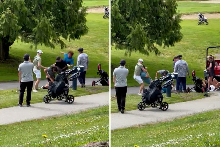 Nasty brawl erupts on Canadian golf course after one group kept shooting balls at the other: video