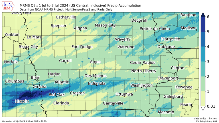 Iowa rainfall totals: Pair of Iowa cities received more than 3 inches ...