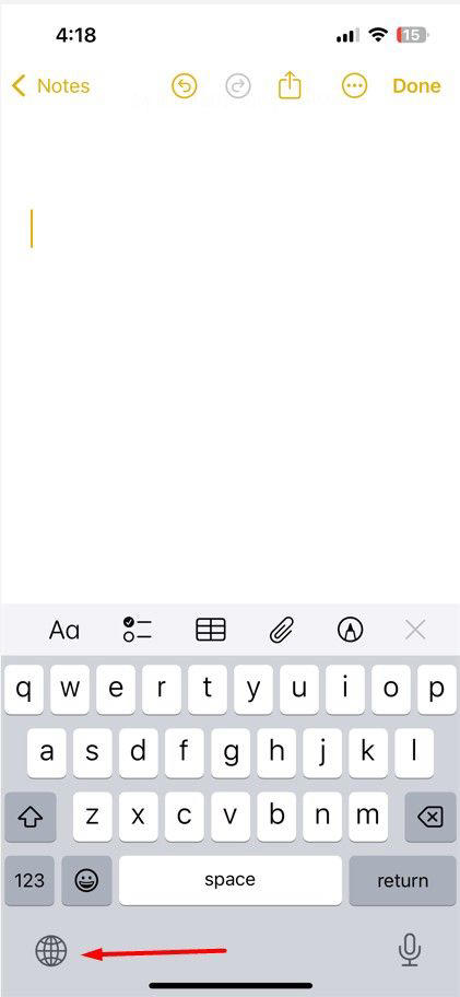 The iPhone keyboard in its standard view.