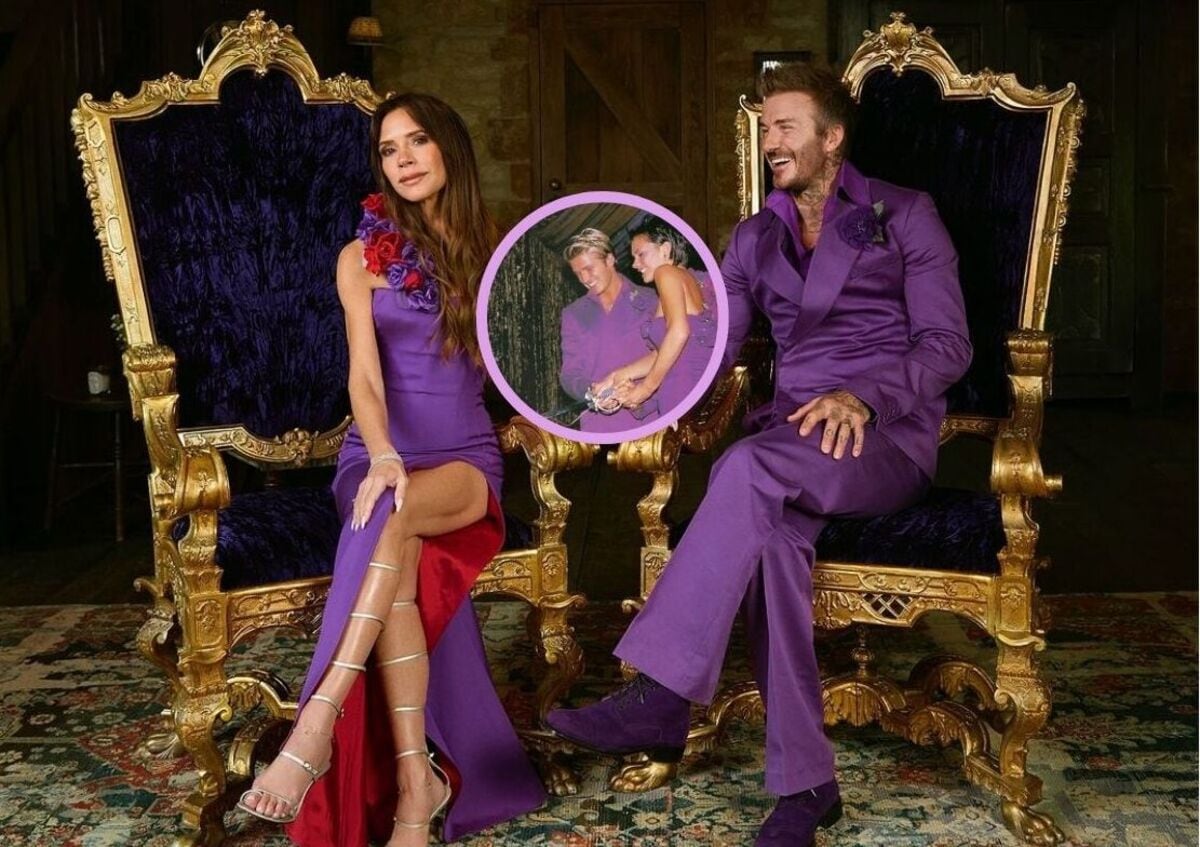 David And Victoria Beckham Recreate Iconic Purple Wedding Look For 25th ...