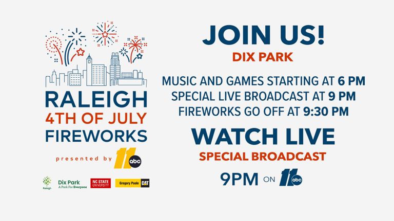 4th of july fireworks near raleigh nc
