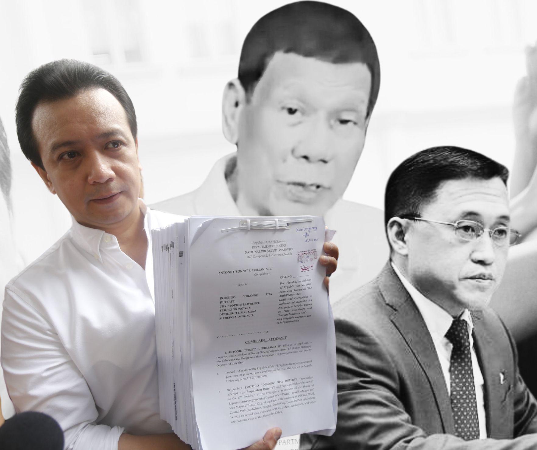 Trillanes Files Plunder Complaint Vs. Ex-Pres. Duterte, Sen. Bong Go