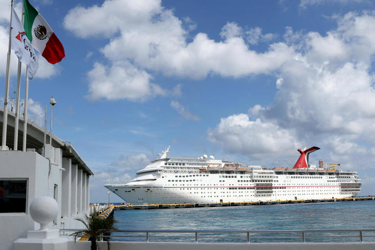 Cruise ship Carnival Sensation, operated by Carnival Cruise Line, is seen docked after it was diverted from Cuba following the Trump administration's ban on travel to the Caribbean Island, in Cozumel, Mexico June 6, 2019.