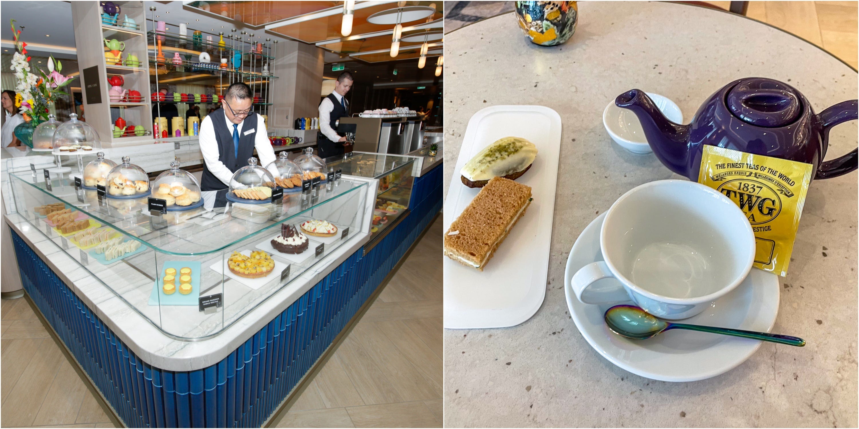 <p>Many <a href="https://www.businessinsider.com/royal-caribbean-icon-of-the-seas-cruise-ship-review-photos-2024-2">popular cruise ships</a> have an onboard Starbucks. Silver Ray goes one step further with a café comparable to your overpriced neighborhood coffee shop (and this one won't make you pay extra for oat milk).</p><p>At the centrally located Arts Cafe, guests can order latte art-topped espresso drinks and uncommon tea varieties — all served with Mepra spoons that <a href="https://www.theluxuryartmepra.com/linea-rainbow.html">cost</a> $40 each.</p><p>If you're a fan of cucumber sandwiches and cakes, the Art Cafe is also a great place to grab a mid-day snack or host an impromptu afternoon tea.</p>