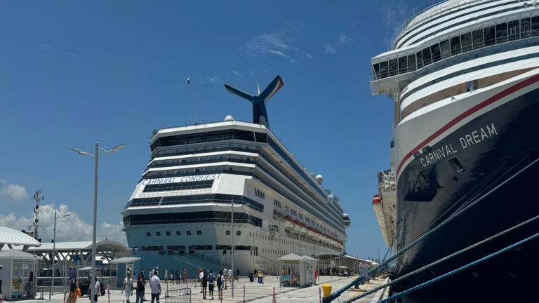 Carnival Conquest and Carnival Dream are docked in Nassau. DBK Lead.