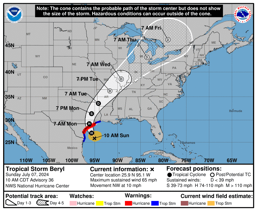 Beryl Tracker: See Projected Path, Spaghetti Models Of Path Towards Texas