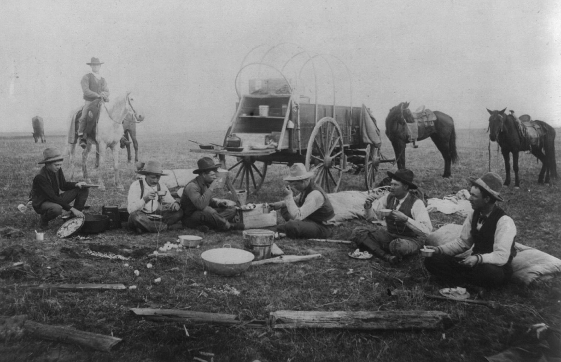 1880: Cowboys eating out on the range