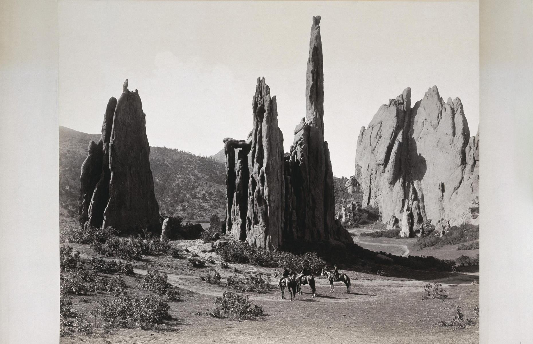 c.1869: Cowboys at Cathedral Spires in Colorado