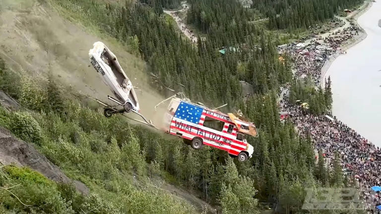 Incredible Footage of Cars Launching Off the Side of 300 Foot Alaskan ...