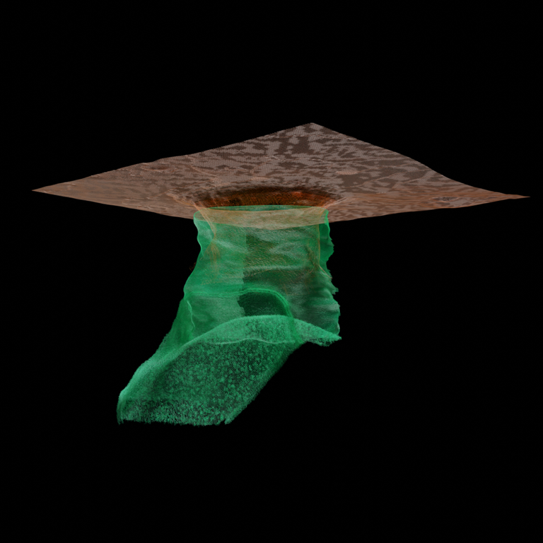 Así se ve el modelado en 3D del túnel en el Mar de la Tranquilidad.