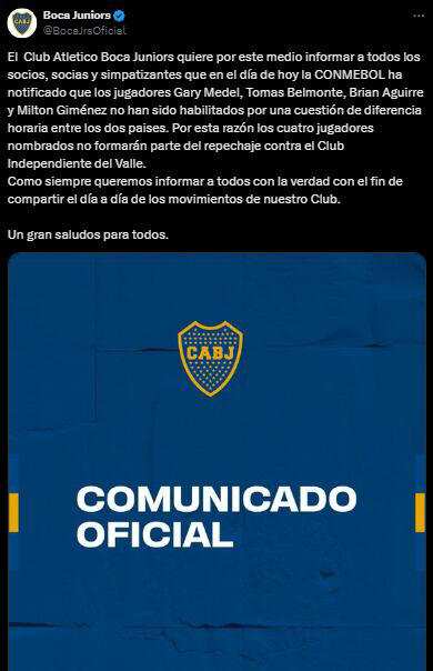 Comunicado de Boca Juniors