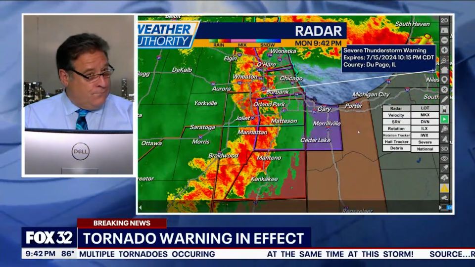 Tornado warning goes off on live TV. Watch how meteorologists respond