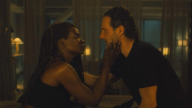 Andrew Lincoln as Rick Grimes, Danai Gurira as Michonne - The Walking Dead: The Ones Who Live _ Season 1, Episode 4 - Photo Credit: Gene Page/AMC