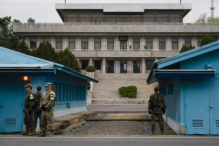 The military demarcation line between North Korea and South Korea in April.