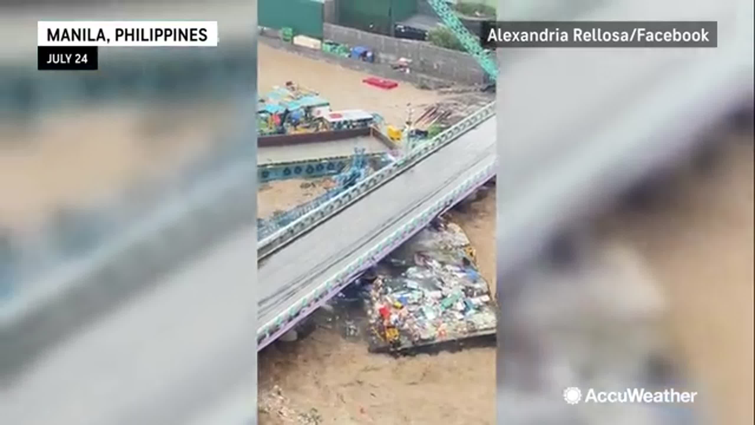 Multiple Barges Slam Into Bridge In Manila