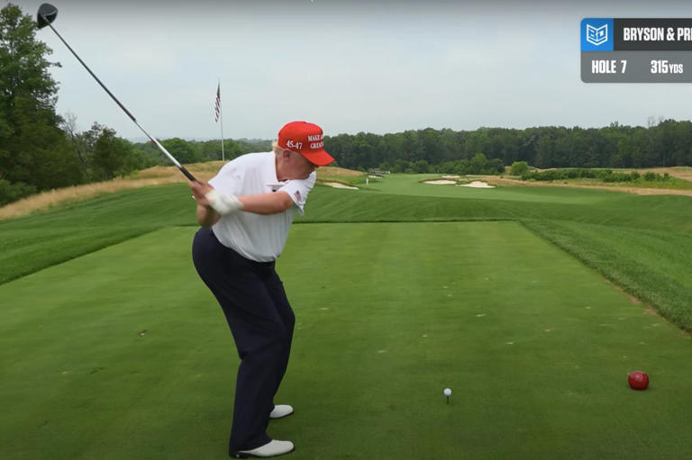 Donald Trump could perhaps try to tweak his backswing (Bryson DeChambeau/YouTube)