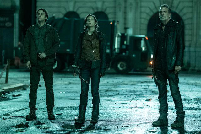 Peter Kramer/AMC From left: Trey Santiago-Hudson, Lauren Cohan and Jeffrey Dean Morgan in 'The Walking Dead: Dead City'