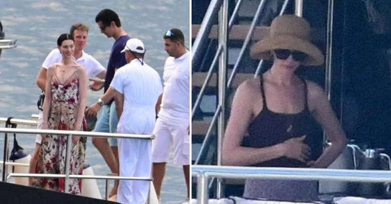 Anne Hathaway was spotted enjoying her vacation while on two different yachts.MEGA