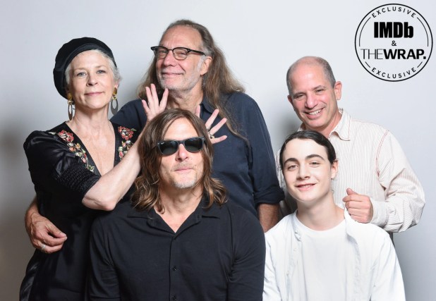 <p>(L-R) Melissa McBride, Greg Nicotero, Norman Reedus, Louis Puech Scigliuzzi and David Zabel pose in the IMDboat Exclusive Portrait Studio at San Diego Comic-Con 2024 at The IMDb Yacht on July 26, 2024 in San Diego, California. </p>