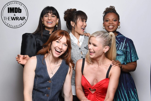 <p>(L-R) Claudia Doumit, Valorie Curry, Karen Fukuhara, Erin Moriarty and Susan Heyward pose in the IMDboat Exclusive Portrait Studio at San Diego Comic-Con 2024 at The IMDb Yacht on July 26, 2024 in San Diego, California. </p>