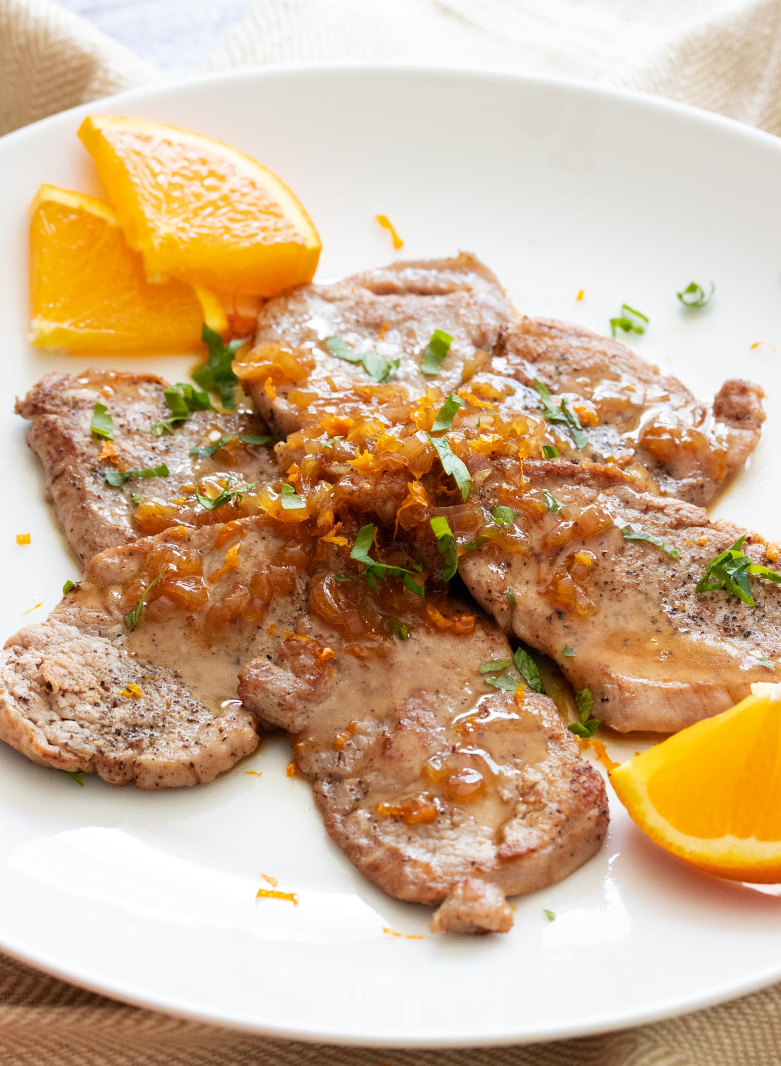 10 Minutes Pork Tenderloin Scaloppine With Balsamic Citrus Sauce