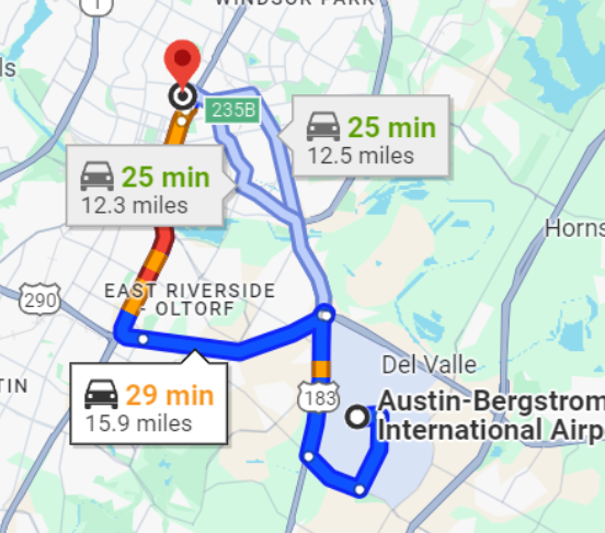 Fastest route from ABIA to LBJ Library