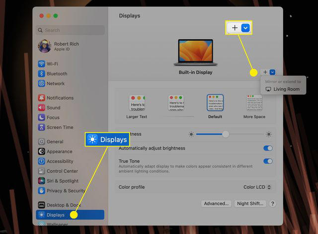 Ventura (macOS13) Displays menu