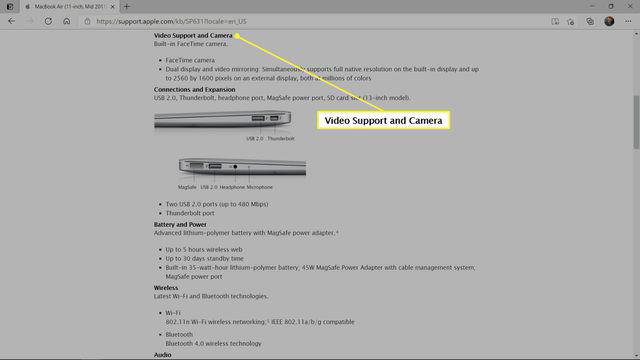 The video support section highlighted on an Apple support page.