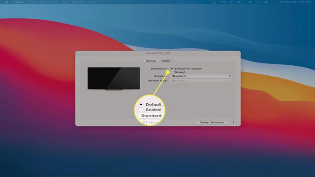 Scaled highlighted on a stretched out macOS screenshot.