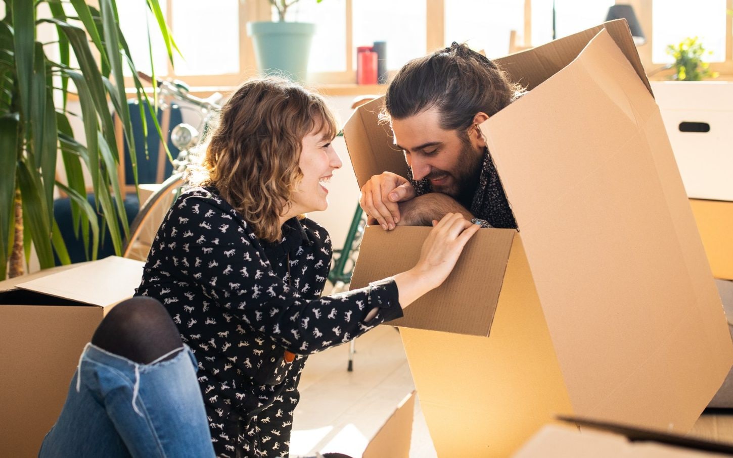Young couple moving house
