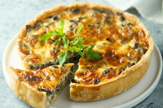 Quiché de champiñones con huevo