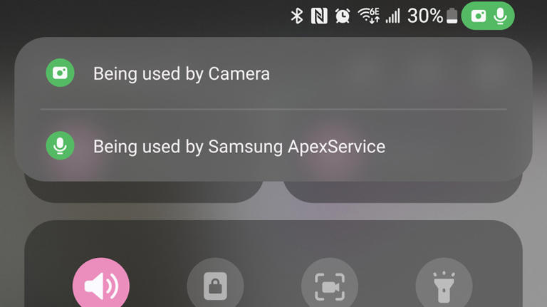 Camera and microphone indicators on Android