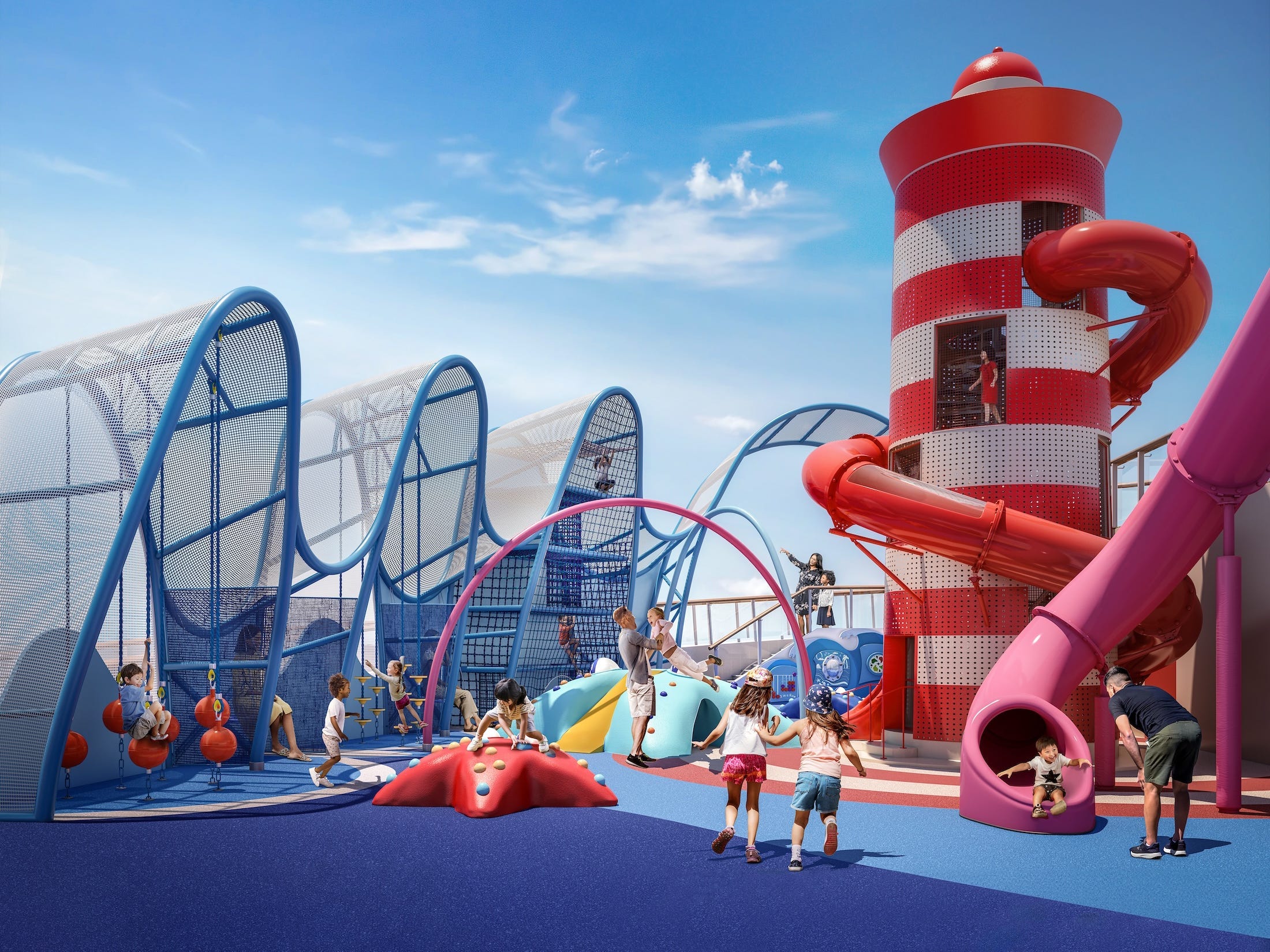 <p>Children on the newer ship instead get an outdoor playground with activities like an obstacle course and a 39-foot-tall lighthouse.</p>