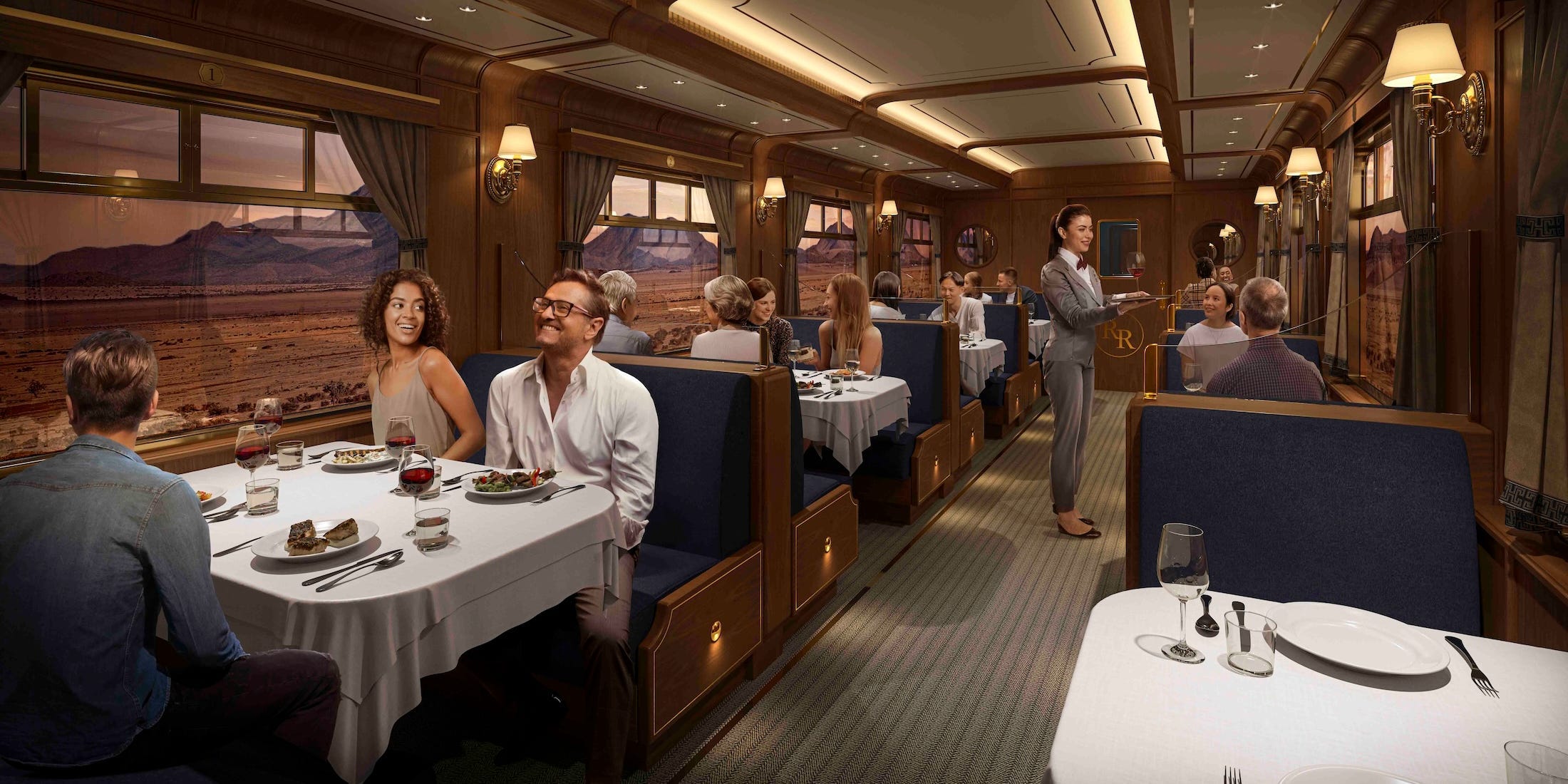 <p>The upcharged restaurant was designed to be an "eater-tainment" venue, Jay Schneider, the chief product-innovation officer at Royal Caribbean Group, told reporters in January.</p><p>Think <a href="https://www.businessinsider.com/4-luxury-hospitality-companies-ultra-luxury-cruise-lines-photos-2023-2">Orient Express</a>, but with a Wild West time-traveling flair, five courses of American fare, and digital screens disguised as windows.</p>
