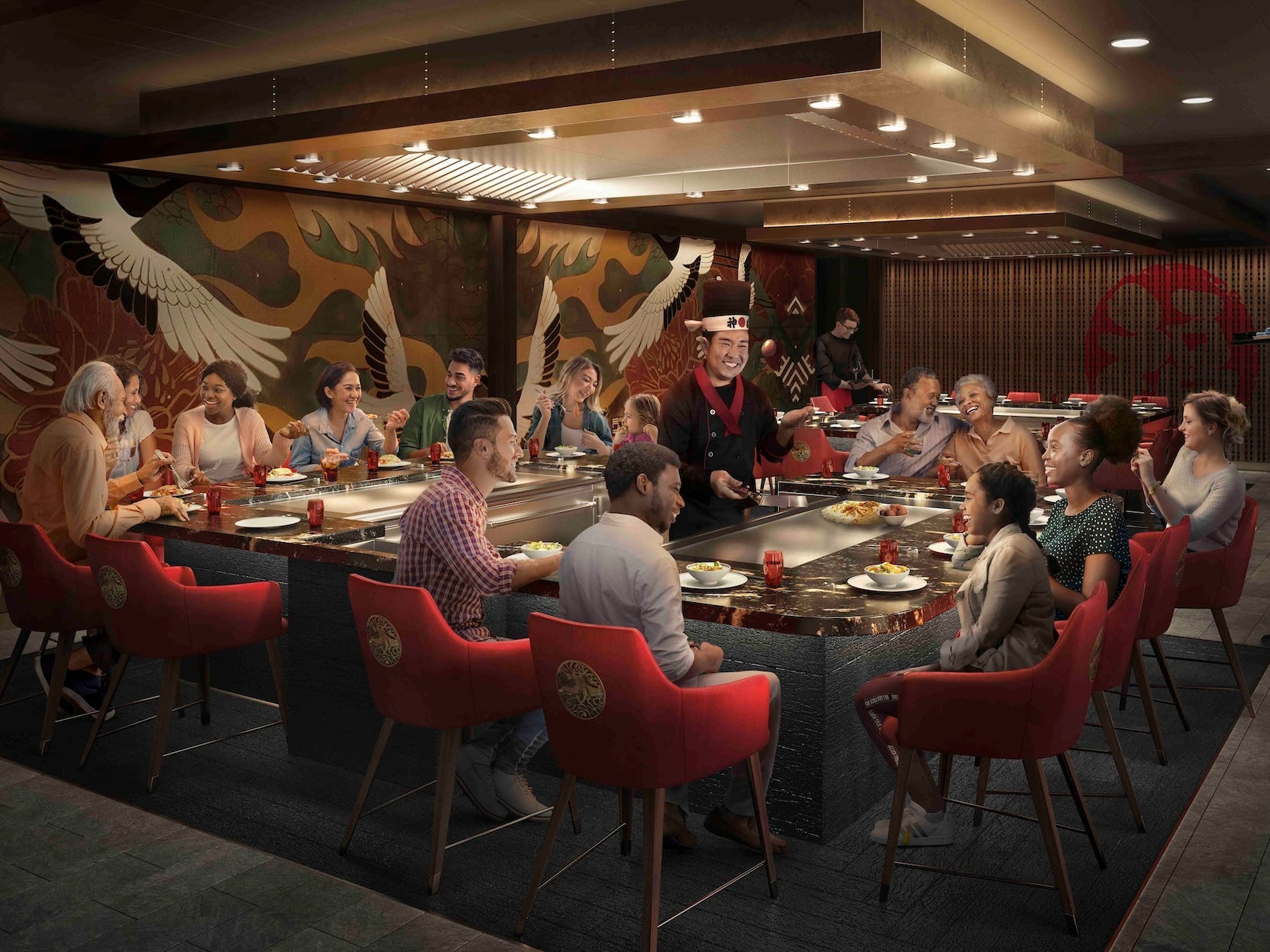 <p>Guests who prefer a more formal meal can head inside Izumi for Royal Caribbean's first omakase option. Just be prepared to <a href="https://www.royalcaribbean.com/account/cruise-planner/category/pt_dining/product/UT_OMKSDINNER?bookingId=000000&sailDate=20240802&shipCode=UT">pay</a> about $130 per person.</p><p>Thankfully, the dinner includes a sake cocktail pairing.</p><p>If that's not enough, explore the ship's more than 20 bars and lounges.</p>