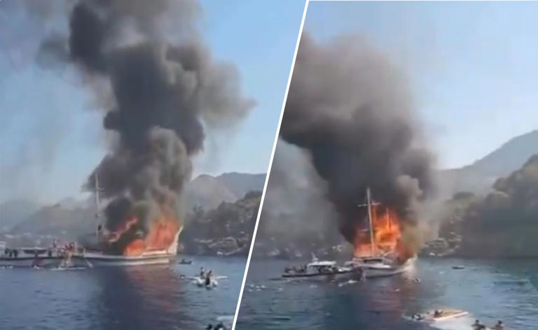 Yacht fire in Turkey