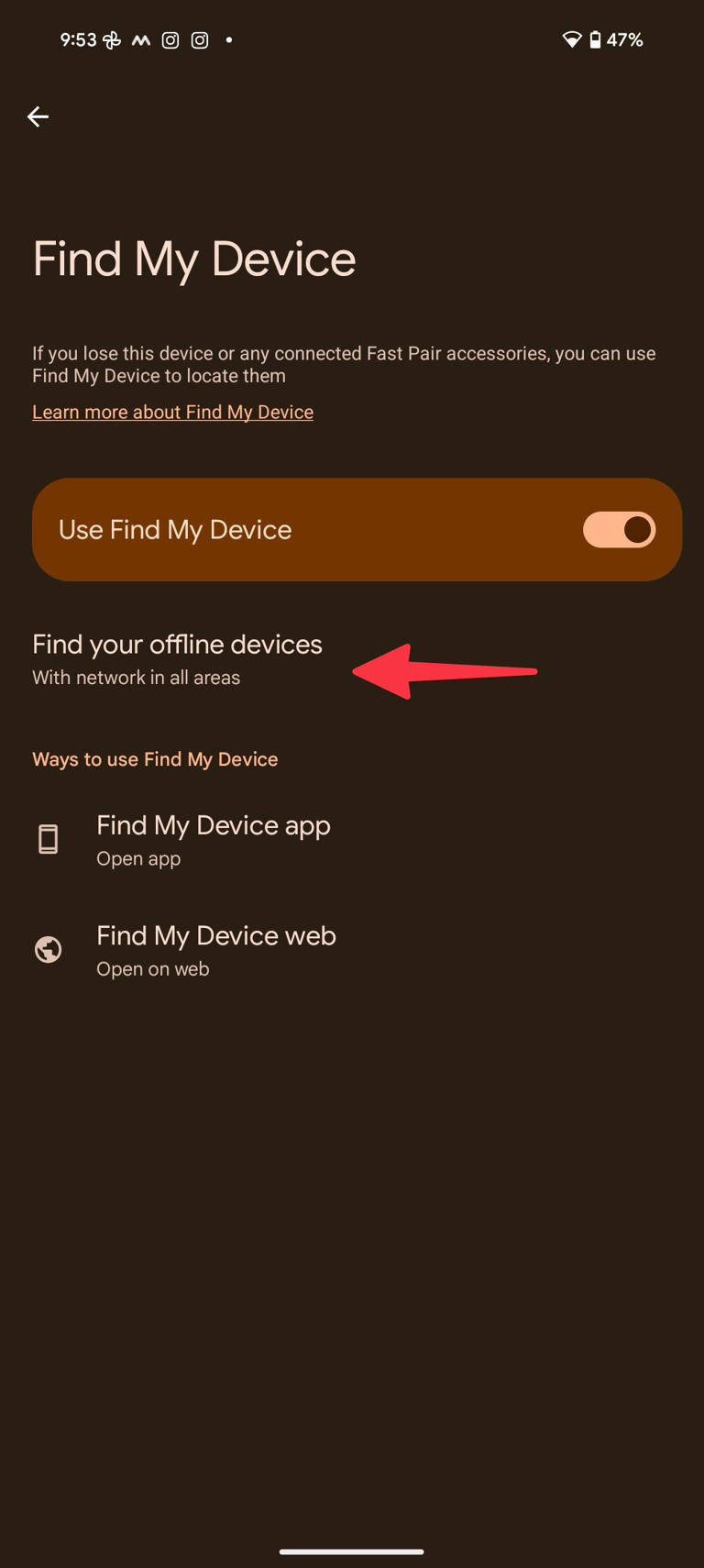 Find your offline devices on Pixel