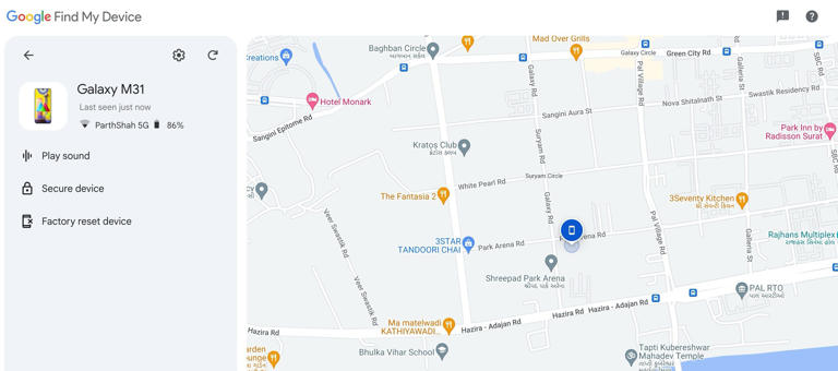 Find My Devices web options