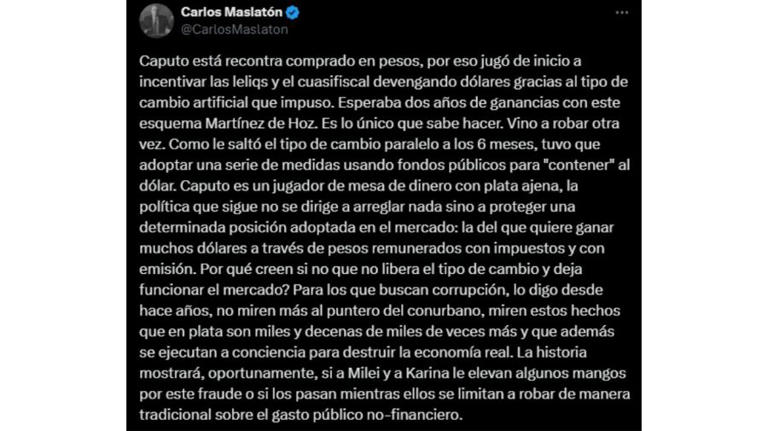 Carlos Maslatón contra Luis Caputo