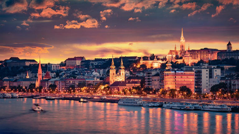 Sunset over the Danube in Budapest