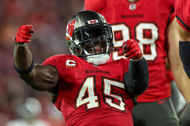 Devin White #45 of the Tampa Bay Buccaneers celebrates a sack during the second half of the game against the Jacksonville Jaguars at Raymond James Stadium on Dec. 24, 2023 in Tampa, Florida. Getty Images