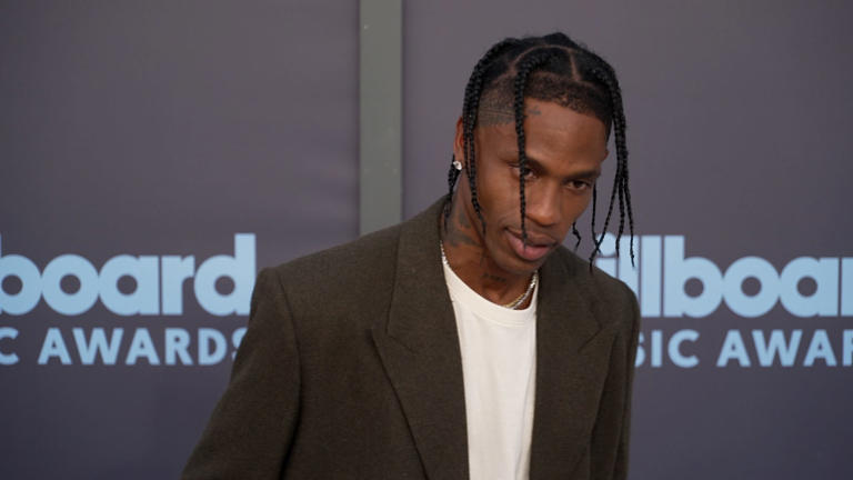 Travis Scott walks the carpet at the 2022 Billboard Music Awards in Las Vegas, Nevada.