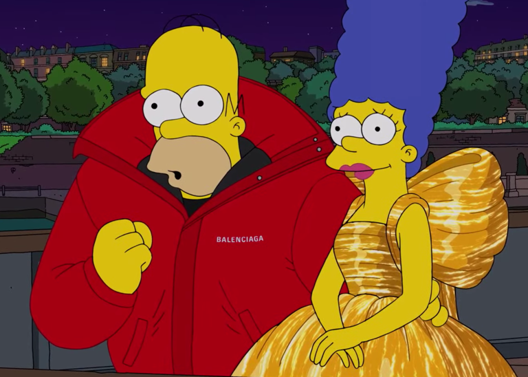 Marge y Homero con prendas de Balenciaga.