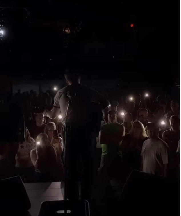 Since the power didn't come back on when Blocker was scheduled to perform, he took the stage and performed as well, with the crowd literally lighting the way