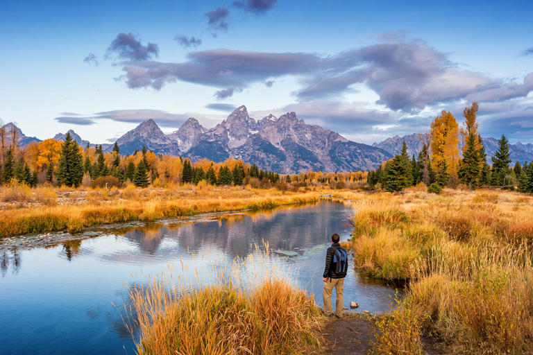 Hiker in Grand Teton National Park USA