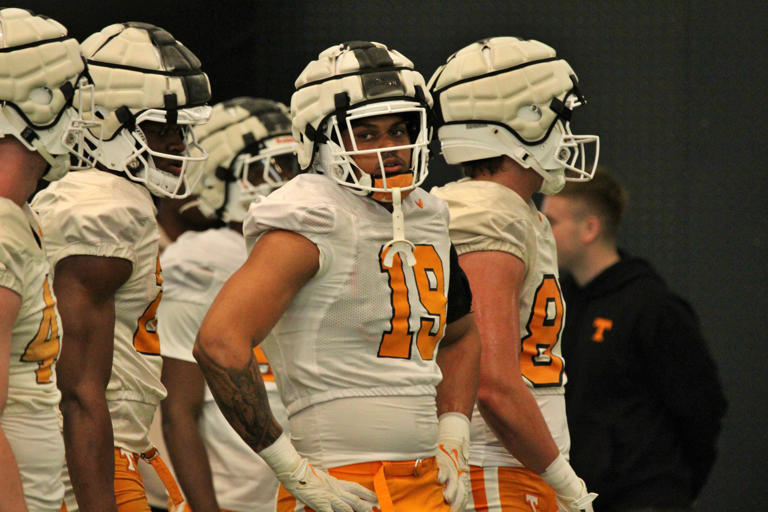 Holden Staes. Tennessee Volunteers kick off spring football practices at Anderson Training Center on March 18, 2024. Photo by Dan Harralson, Vols Wire