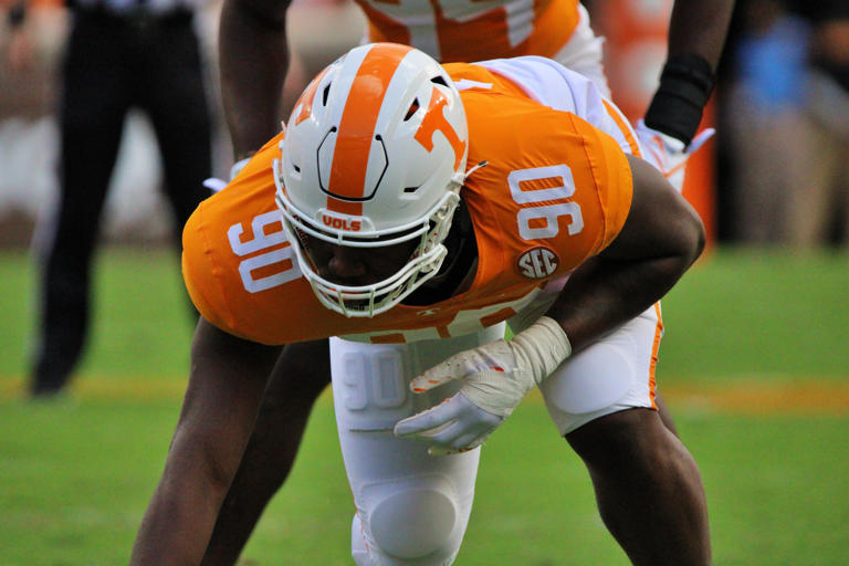 Dominic Bailey. Tennessee Volunteers versus Texas A&M Aggies football at Neyland Stadium on October 14, 2023. Photo by Dan Harralson, Vols Wire