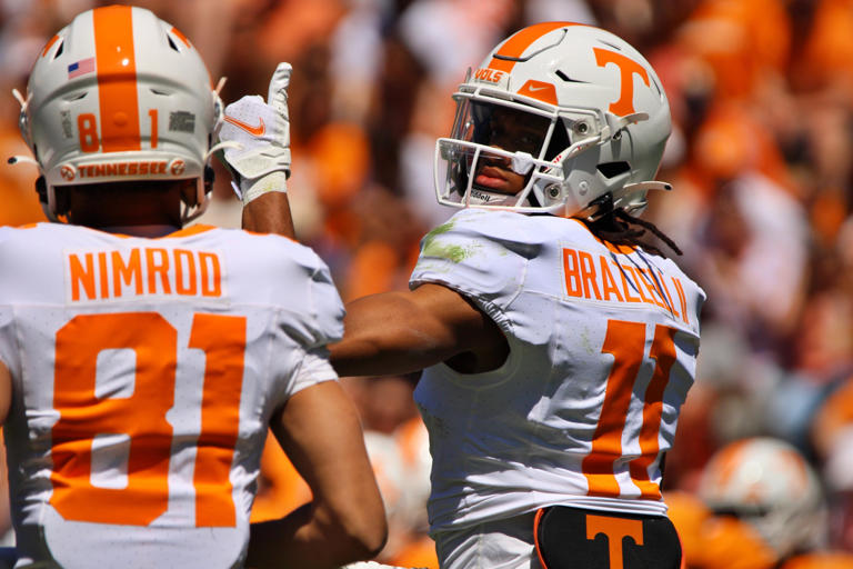 Chris Brazzell II. Tennessee’s Orange & White Game at Neyland Stadium on April 13, 2024. Photo by Dan Harralson, Vols Wire